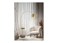 Tableau - Lámpara de pie LED de latón bruñido, 1 casquillo E27 máx. 60 W, 192 cm de altura, regulable en altura 180° - Perenz