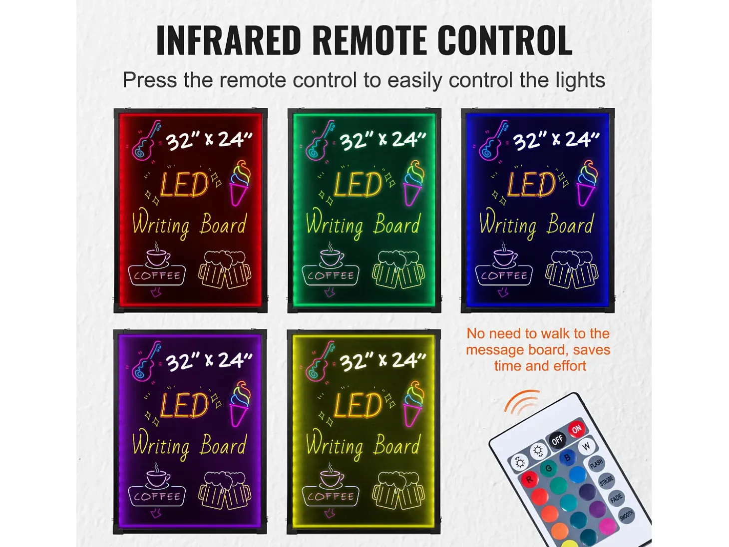 Tablero de Escritura de Mensajes a LED SucceBuy 59,8 x 79,8 cm Tablero Negro Borrable Iluminado