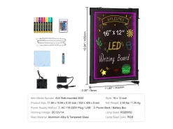 Tablero de Escritura de Mensajes con LED SucceBuy, 40,5 x 30,2 cm Iluminado y Borrable, para la Casa, la Tienda de Bodas