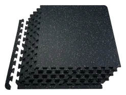 Tapete Entrelazado SucceBuy de 1.4 cm de Grosor para Gimnasio, 12 Piezas, Superficie de Goma, Blanco y Negro