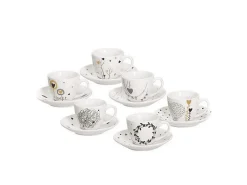 Taza de café con platillo Blanco IRIS GOLDY Juego de 6