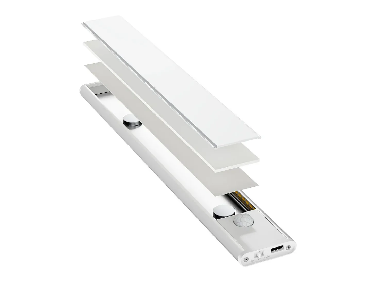 TechBrey Barra LED 25cm con Sensor de Movimiento y Bateria Recargable USB C