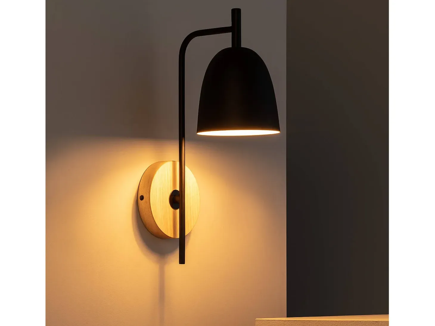 TechBrey Lámpara de Pared de Madera y Metal Fresne