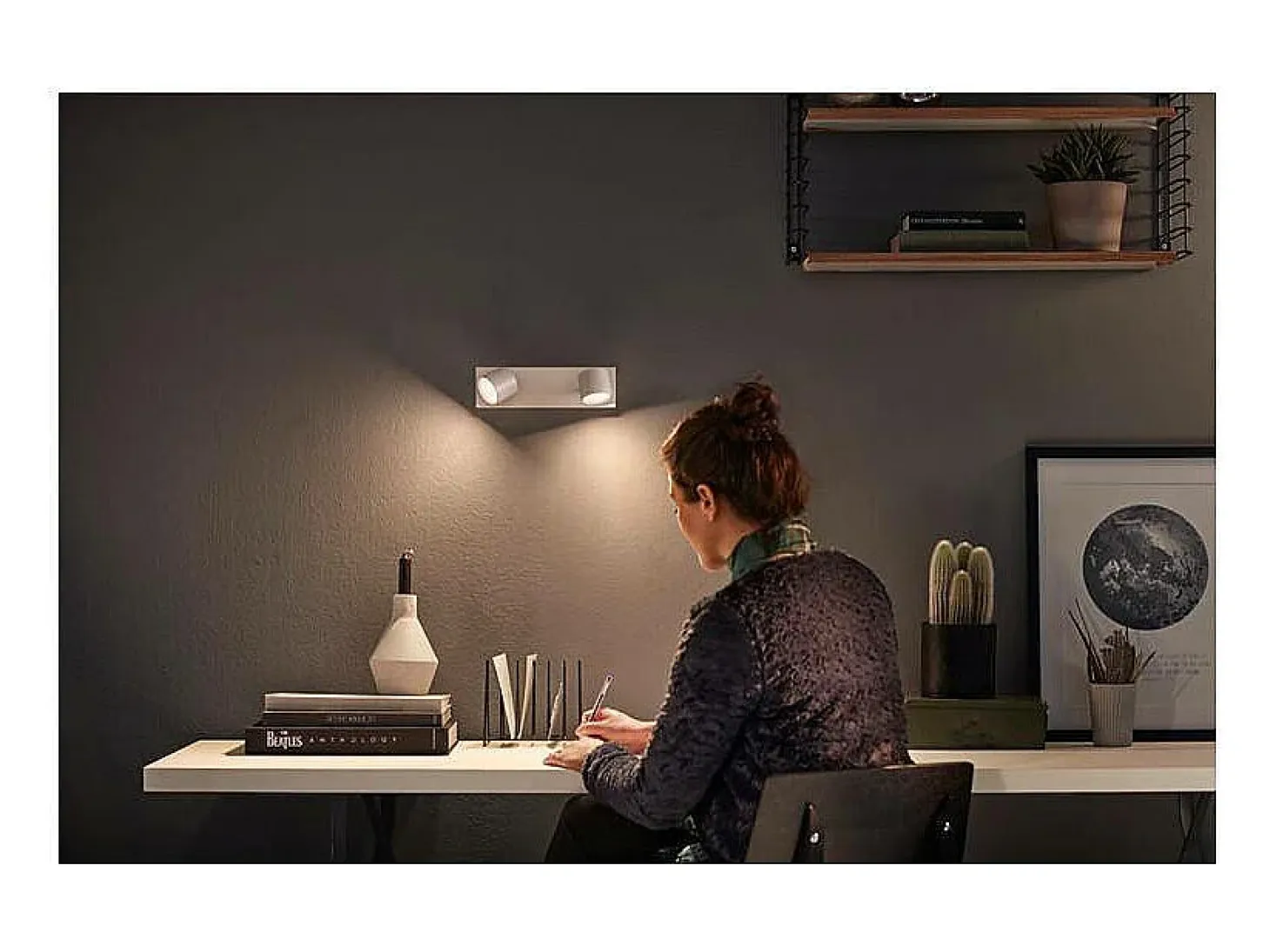 TechBrey Lámpara de Techo LED Regulable WarmGlow 2 Focos 2x4.5W PHILIPS Star