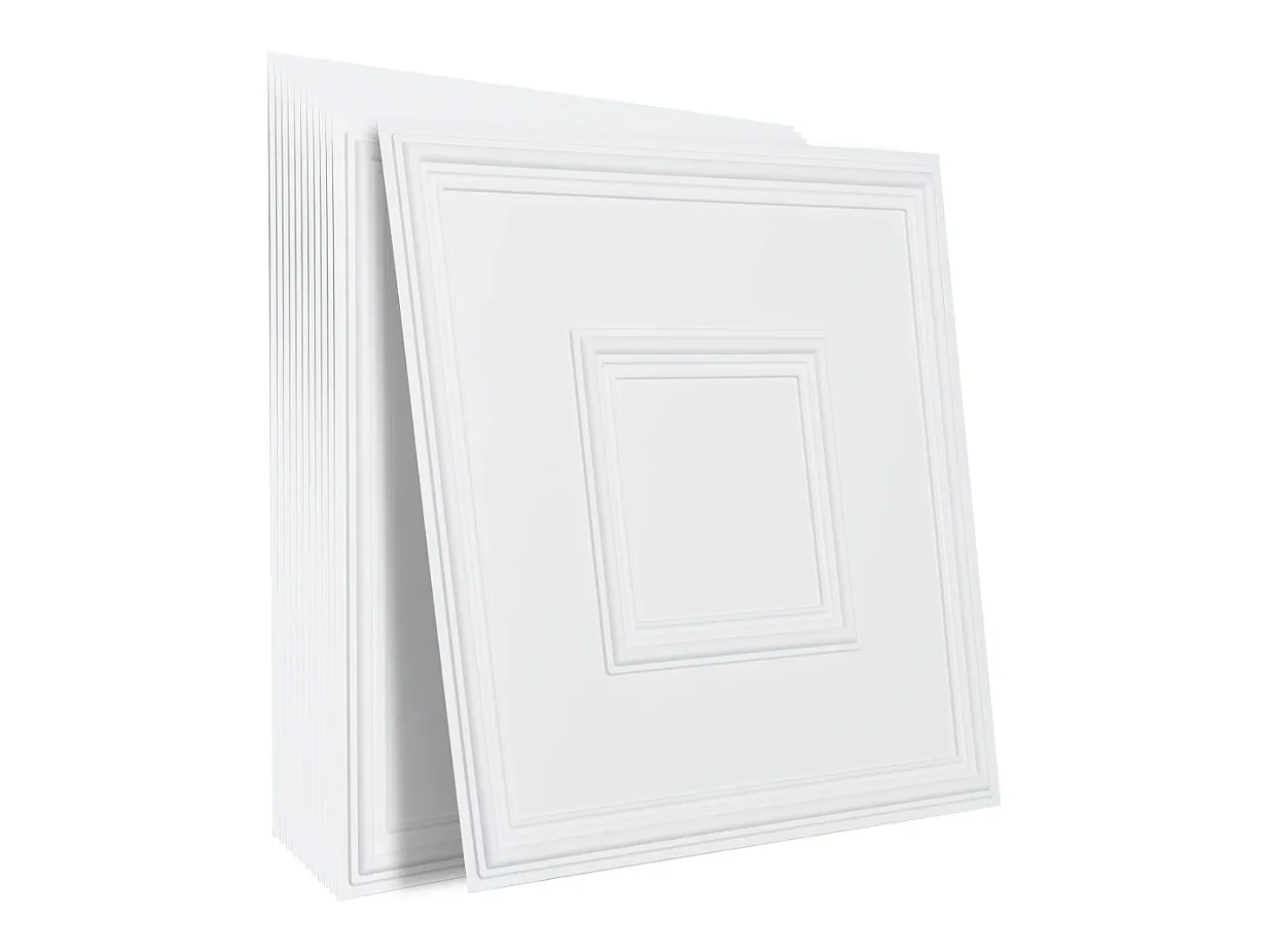 Tejas Autoadhesivas PVC SucceBuy Tejas de Techo Paquete de 12 60.96CM x 60.96CM PVC Instalación Fácil Blanco Geométrico