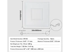 Tejas Autoadhesivas PVC SucceBuy Tejas de Techo Paquete de 12 60.96CM x 60.96CM PVC Instalación Fácil Blanco Geométrico