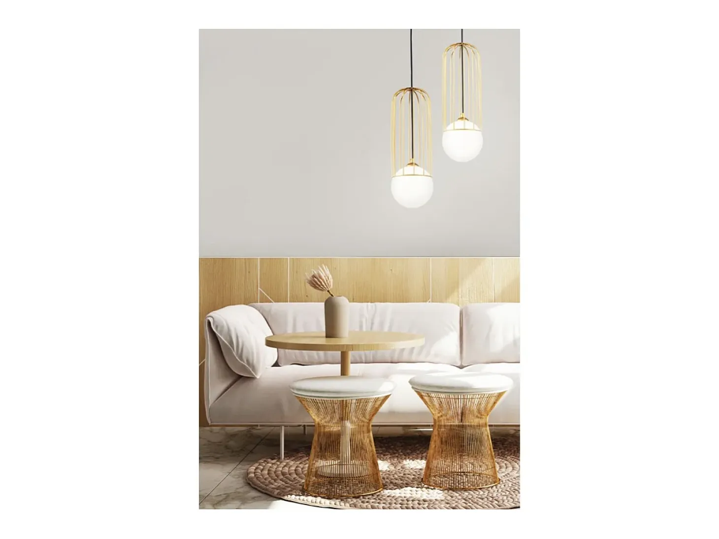 Telford Lámpara Colgante de Techo Cage Oro, 1 Luz, E27