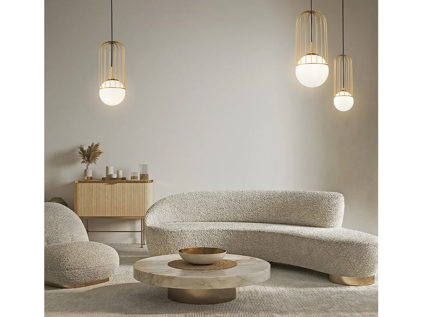 Telford Lámpara Colgante de Techo Cage Oro, 1 Luz, E27