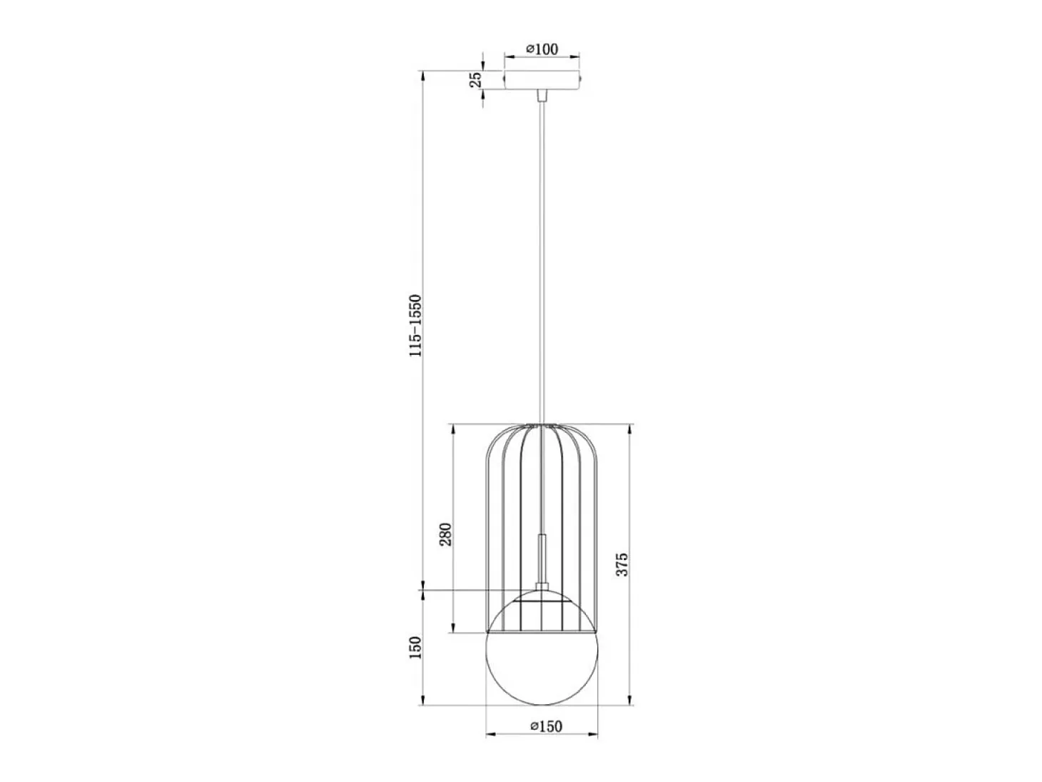 Telford Lámpara Colgante de Techo Cage Oro, 1 Luz, E27