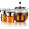 Tetera de émbolo Bodum Assam 1L con filtro de acero inoxidable + 2 tazas de vidrio 0,35L con asa de acero inoxidable