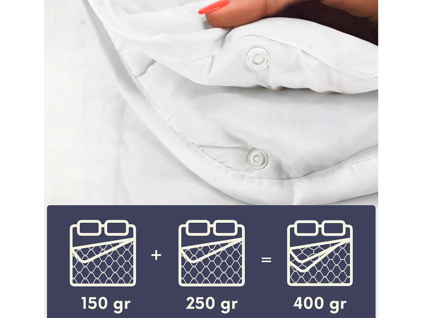 The White Stone Edredón 4 Estaciones con Clip 140x200 cm | 150 g Verano + 250 g Otoño | Fibra Soft
