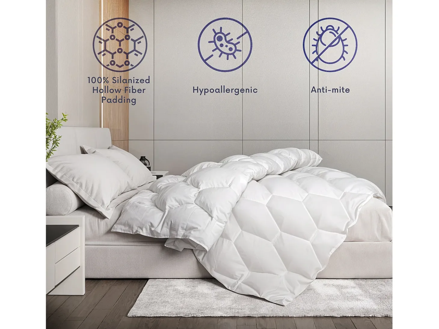 The White Stone Edredón de Invierno 210x240 cm 400 g | Fibra Soft cálida | Microfibra blanca