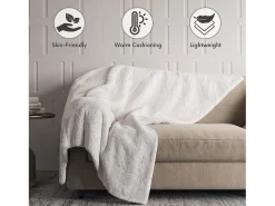 The White Stone Manta de Fibra de Carbono | Manta Suave para Sofá | Manta Antiestrés de Doble Cara | Manta Aterciopelada para Cama | 110 x 180 cm