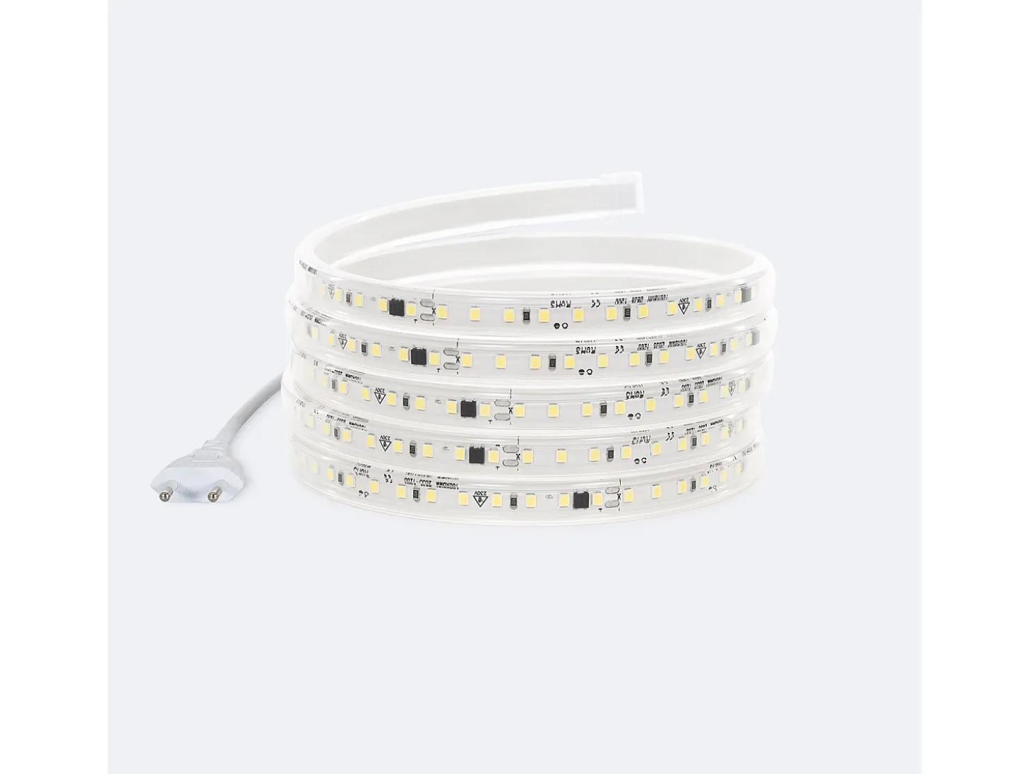 Tira LED Regulable 220V SMD Autorectificada 120 LED/m 10W/m 1000lm/m Ancho 12mm Corte 10cm IP65 a Medida 2700K Blanco Cálido 15 m