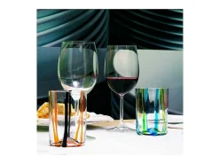 Tirache Zafferano Vaso en Vidrio Borosilicato Bicolor Negro-Naranja Caja de 6 Piezas