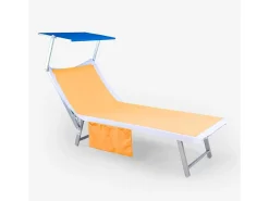 Toalla de micrifibra para tumbona de playa y piscina con 2 bolsillos - Naranja