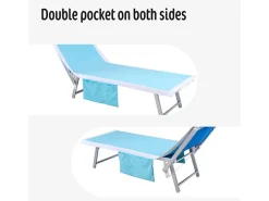 Toalla de micrifibra para tumbona de playa y piscina con 2 bolsillos - Azul