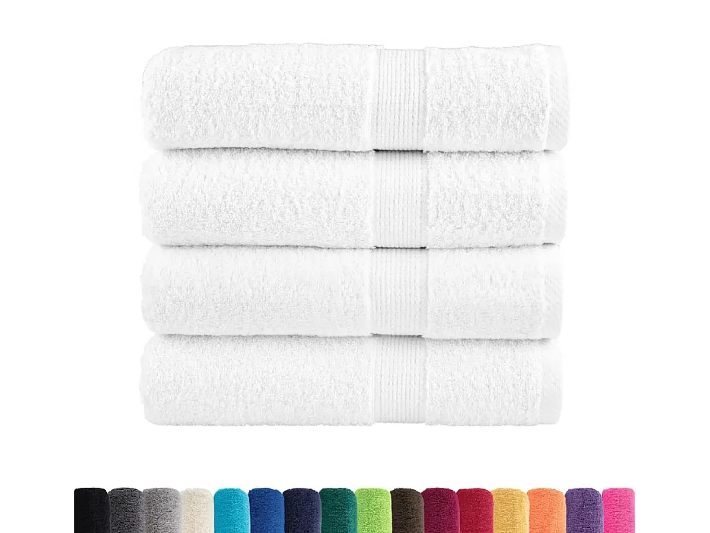 Toallas baño 4 uds 100% algodón blanco 100x150 cm 600 gsm ES936726
