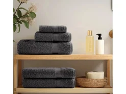 Toallas de baño 4 uds 100% algodón antracita 100x150 cm 600 gsm ES649500