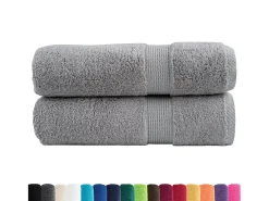 Toallas de baño 2 uds 100% algodón gris 100x150 cm 600 gsm ES907941