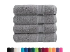 Toallas de baño 4 uds 100% algodón gris 100x150 cm 600 gsm ES934950