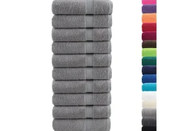 Toallas de baño 10 uds 100% algodón gris 100x150 cm 600 gsm ES399846
