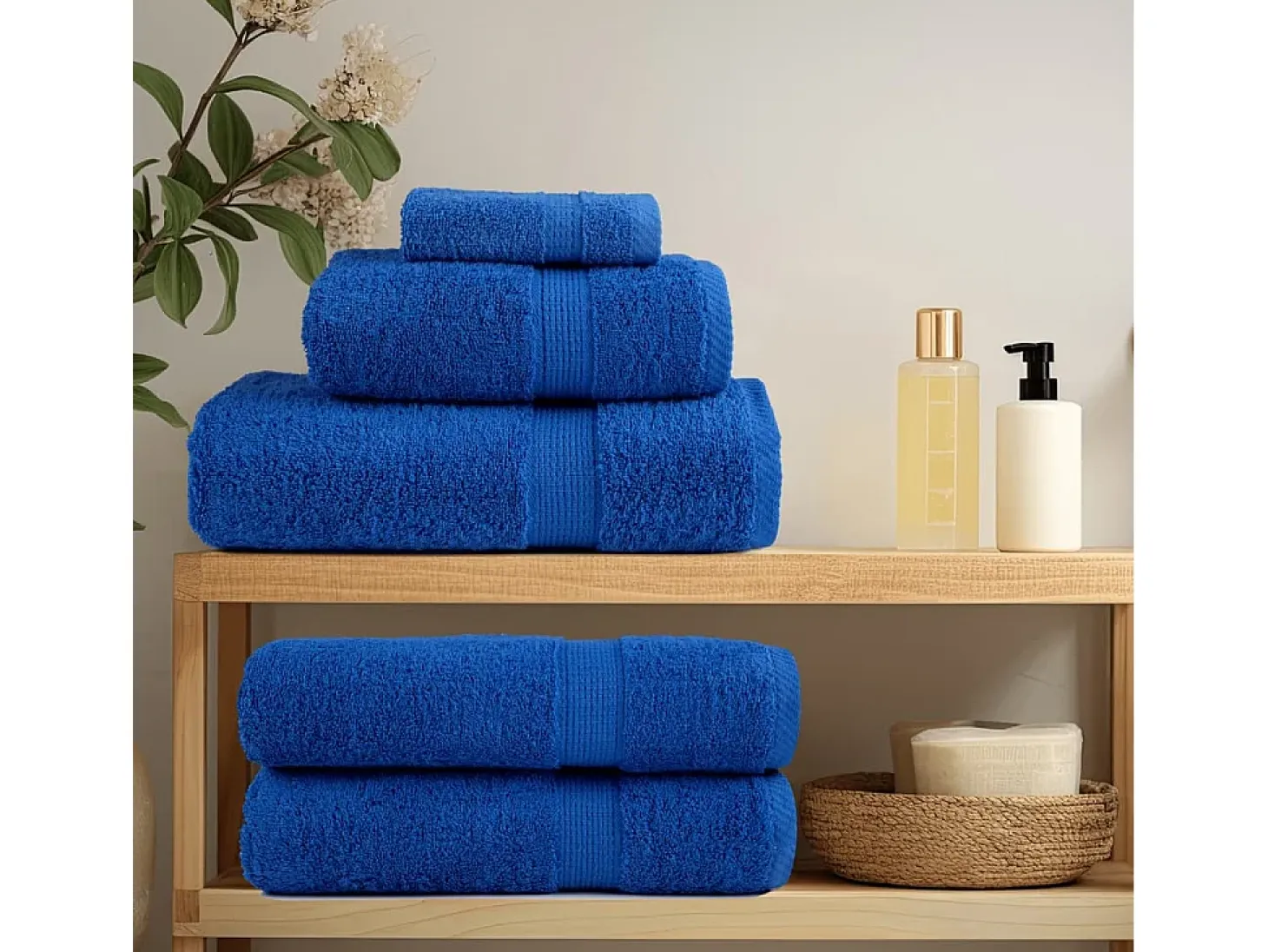 Toallas premium 10 uds 100% algodón azul 100x150 cm 600 gsm ES530047