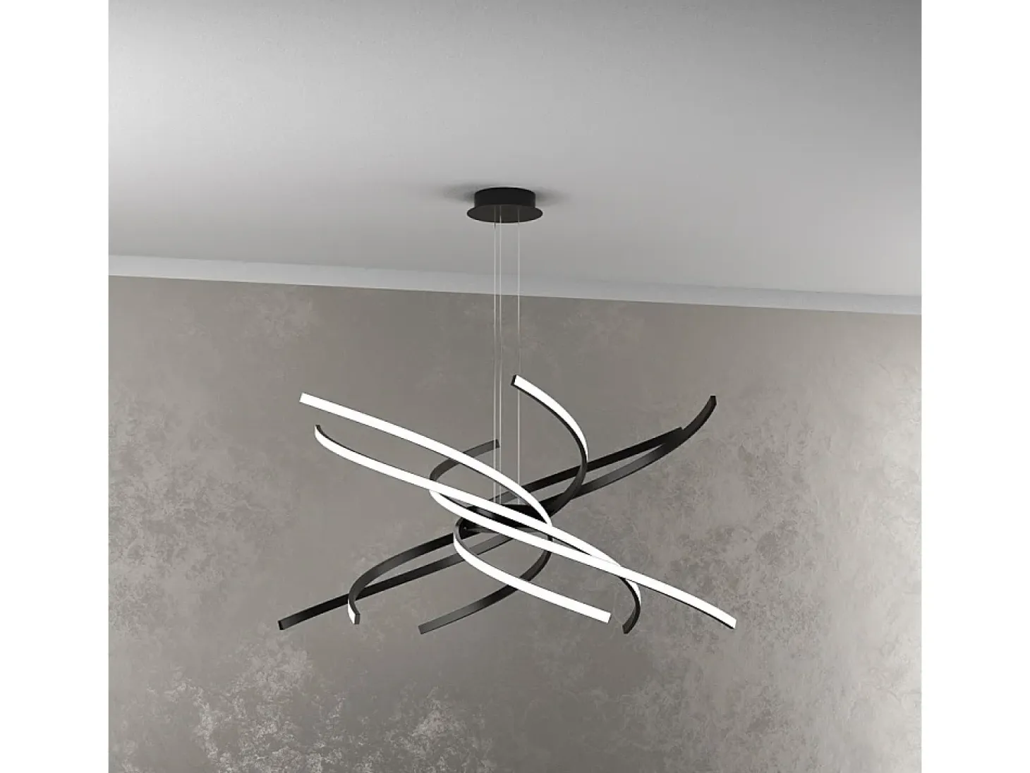Tornado Sospensione D.80 Cm. Nero Luce Naturale 3000K