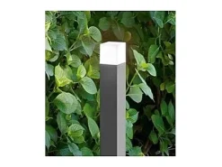 Torre - Bolardo de jardín con 1 bombilla E27 máx. 20 W IP54, aluminio pintado, bolardo para exterior, gris claro, altura 60 cm - Perenz