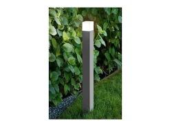 Torre - Bolardo de jardín con 1 bombilla E27 máx. 20 W IP54, aluminio pintado, bolardo para exterior, gris claro, altura 90 cm - Perenz