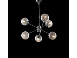 Tresor Suspensión en hierro cromado pulido 6 luces X 93 Ø60 BL215-6-CR