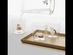 Vaso de vidrio borosilicato, Gato, blanco/gris 350 ml, Tabby Cat