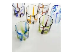 Vaso Tirache Zafferano en Vidrio Borosilicato Bicolor Verde Aguamarina Caja de 6 Piezas