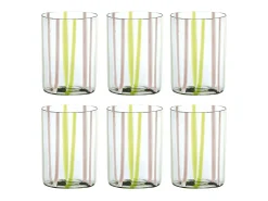 Vaso Tirache Zafferano en Vidrio Borosilicato Bicolor Verde-Amatista Caja 6 Piezas