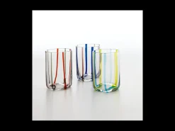 Vaso Tirache Zafferano en Vidrio Borosilicato Bicolor Azul Aguamarina Caja 6 Piezas