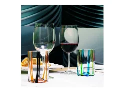 Vaso Tirache Zafferano en Vidrio Borosilicato Bicolor Azul Aguamarina Caja 6 Piezas