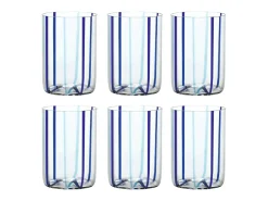 Vaso Tirache Zafferano en Vidrio Borosilicato Bicolor Azul Aguamarina Caja 6 Piezas