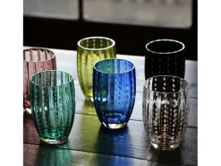 Vaso Zafferano Perle Amatista - Vidrio Soplado Coloreado, 32 cl, Hecho a Mano - Juego de 2 Vasos Artesanos para Agua o Cócteles