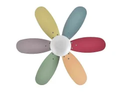 Ventilador Dc Alves Blanco Colores E27 Control Remoto Y Temporizador