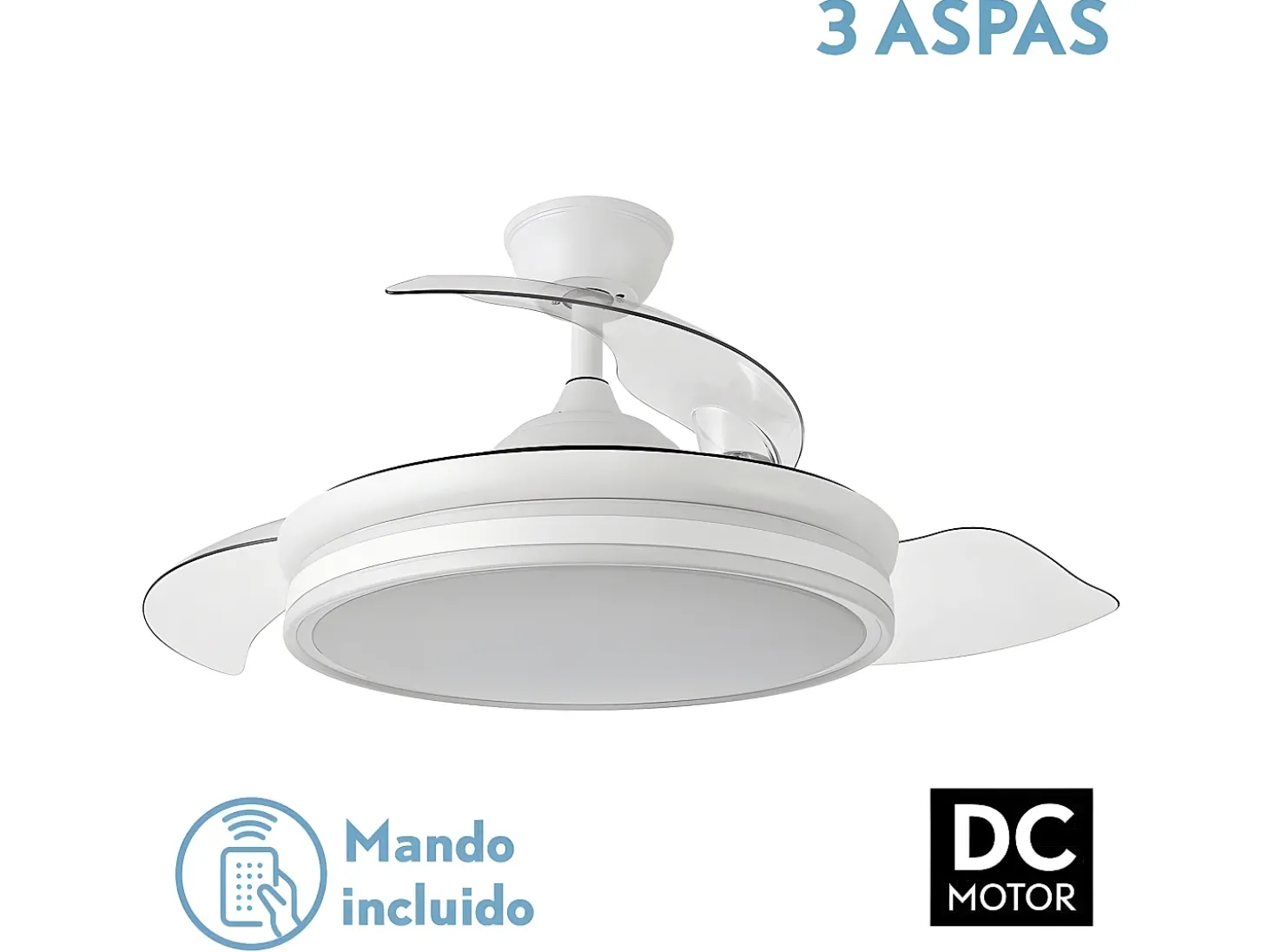 Ventilador Dc Bayomo L Blanco Led Con Memoria De Color