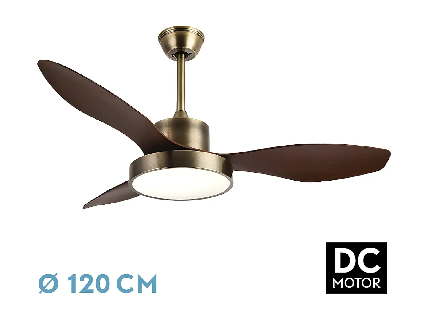 Ventilador Dc Hayate L Dorado Led Memoria De Color Y Temporizador