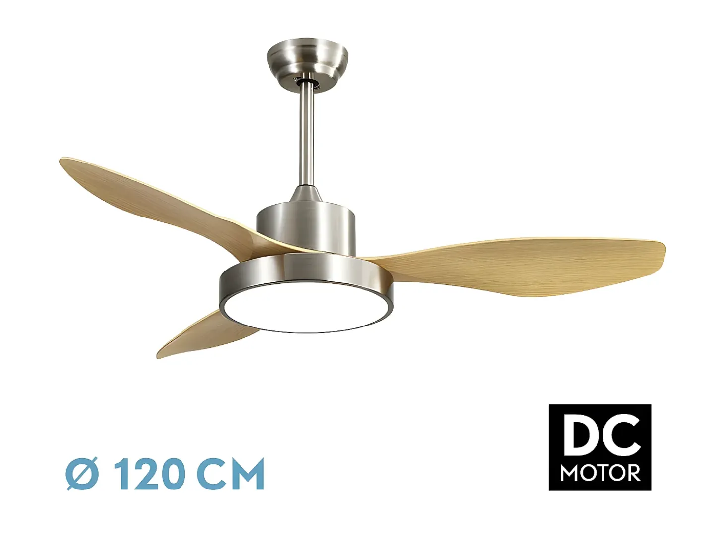 Ventilador Dc Hayate L Niquel Haya Led Memoria De Color Y Temporizador