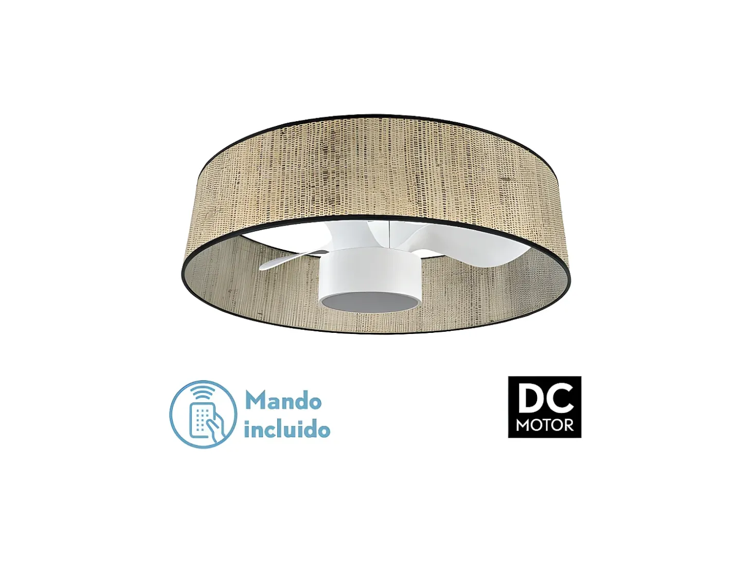 Ventilador Dc Natasha Blanco Beige Led Control Remoto Cct Regulable