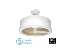 Ventilador Dc Tatiana Blanco Beis Led Integrado 3temperaturas Mando Distancia