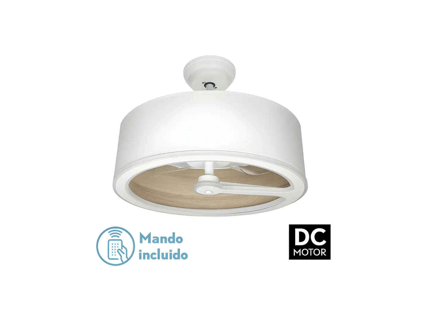 Ventilador Dc Tatiana Blanco Beis Led Integrado 3temperaturas Mando Distancia