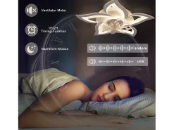 Ventilador de techo LED NETTLIFE con iluminación, 48 W, control remoto, regulable, 3 temperaturas de color, temporizador de 6 velocidades, blanco
