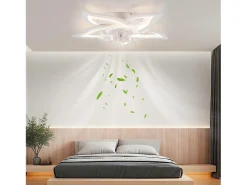 Ventilador de techo LED NETTLIFE con iluminación, 48 W, control remoto, regulable, 3 temperaturas de color, temporizador de 6 velocidades, blanco