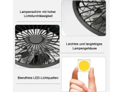 Ventilador de techo NETTLIFE con iluminación LED, silencioso, con control remoto, 40 W, regulable, 6 velocidades