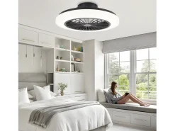 Ventilador de techo NETTLIFE con iluminación LED, silencioso, con control remoto, 40 W, regulable, 6 velocidades