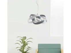 Vertigo - Lámpara colgante de hierro lacado blanco y gris con cable de acero orientable 1 luz 125 - Ø54 - BL156-1-BG